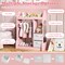 Toy Storage Armoire for Kids with Clothes Hanger, Mirror & Foldable Bins